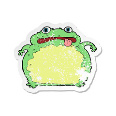 retro distressed sticker of a cartoon funny frog