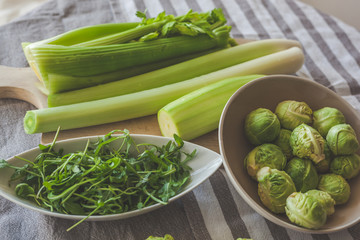 Close-Up Of Green Vegetables On Table