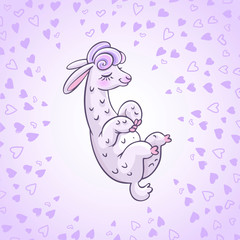 Llama cartoon alpaca. Llama animal vector isolated illustration. Design for card, sticker, fabric textile, t-shirt. Children, child of modern trendy style