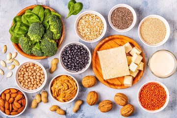 Healthy diet vegan food, veggie protein sources.