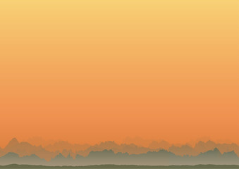 Mountains on the sunset background nature design pattern