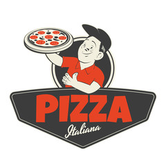 funny pizza sign in retro style