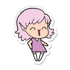sticker of a cartoon elf girl
