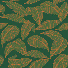 Fototapeta premium Seamless pattern with tropical leaves. Vector illustration