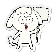 distressed sticker of a cute cartoon dog