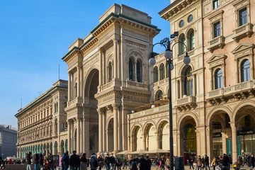 Fototapeta na wymiar Exterior of Vittorio Emanuele Galery, Milan, Italy