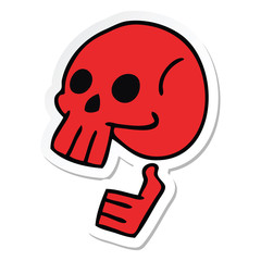 sticker of a quirky hand drawn cartoon skull