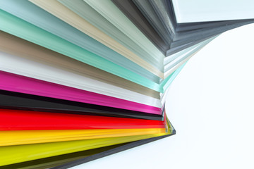 Colored glass material for interior finishing