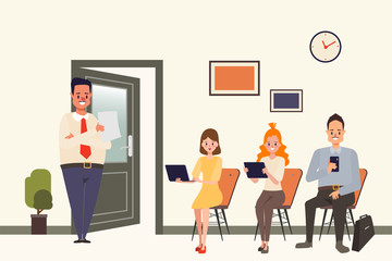 Job interview business human resource. People sitting on the chairs.