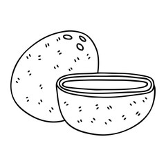 quirky line drawing cartoon coconut