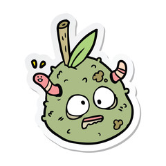 sticker of a cartoon old pear