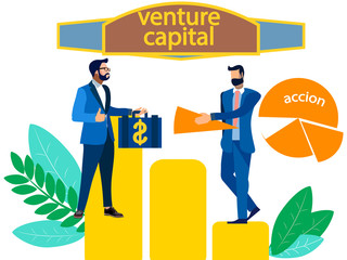 venture capital, sale of shares. In minimalist style. Flat isometric vector