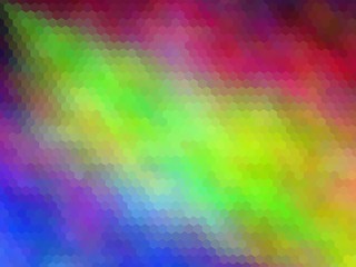 Multicolor hexagonally pixeled background. Modern, bright rainbow colors