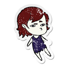 distressed sticker of a cartoon vampire girl