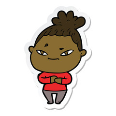 sticker of a cartoon woman