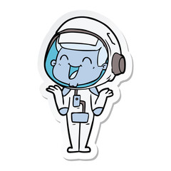 sticker of a happy cartoon astronaut
