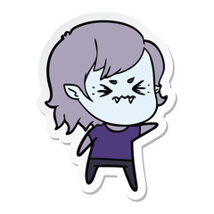 sticker of a annoyed cartoon vampire girl