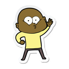 sticker of a cartoon bald man staring