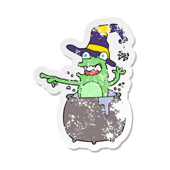 retro distressed sticker of a cartoon halloween toad