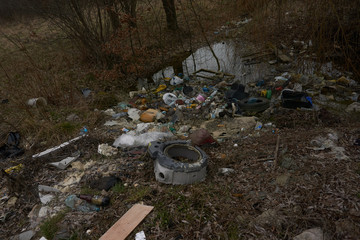 illegal rubbish dump outside the city