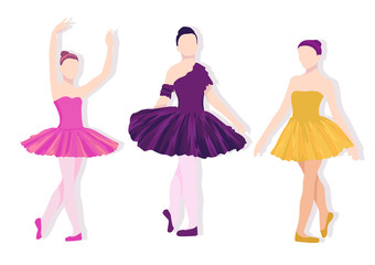Poses of ballet set. Colorful illustration with girls dancing © orfeev