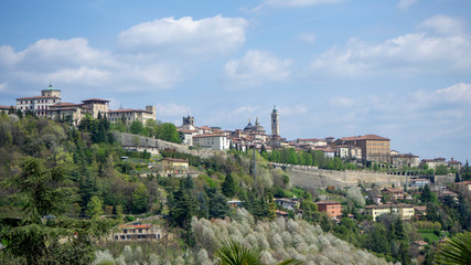 Fototapeta na wymiar Bergamo. One of the beautiful city in Italy. Lombardia. Landscape at the old city from the hills surrounding the city