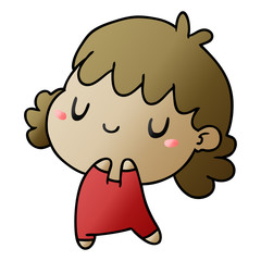 gradient cartoon of a cute kawaii girl