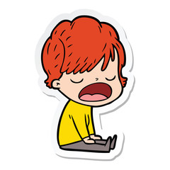 sticker of a cartoon woman talking