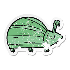 distressed sticker of a funny cartoon bug