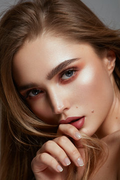 Close-up Face Of Young Female Model