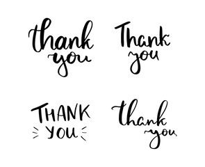 Vector hand lettering illustration. Thank you - calligraphy phrases. Design composition with typography elements. Thanksgiving day.