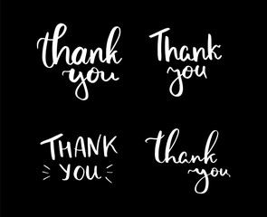 Vector hand lettering illustration. Thank you - calligraphy phrases. Design composition with typography elements. Thanksgiving day.