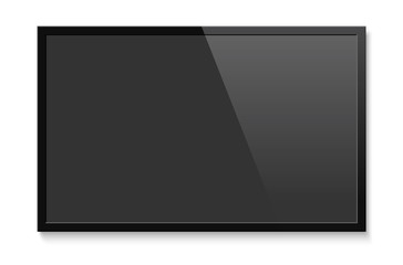 Realistic TV screen. Blank television lcd panel mock up