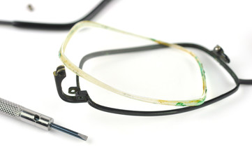 Eyeglasses repair concept.