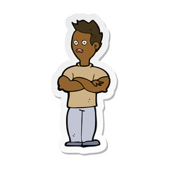 sticker of a cartoon man with crossed arms