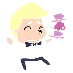 cartoon of a kawaii cute waiter