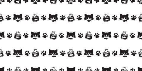 Fototapeta na wymiar cat seamless pattern vector paw kitten food calico fish repeat wallpaper scarf isolated cartoon tile background doodle illustration