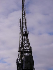 Fototapeta na wymiar Preserved redundant cranes at Bristol Harbourside