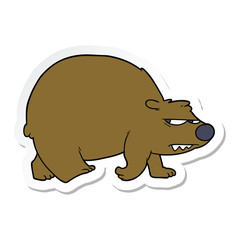 sticker of a cartoon angry bear