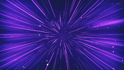 Colorful Space Travel Through Stars Trails. Beautiful Abstract Hyperspace Jump. Digital Design Concept.3d illustration