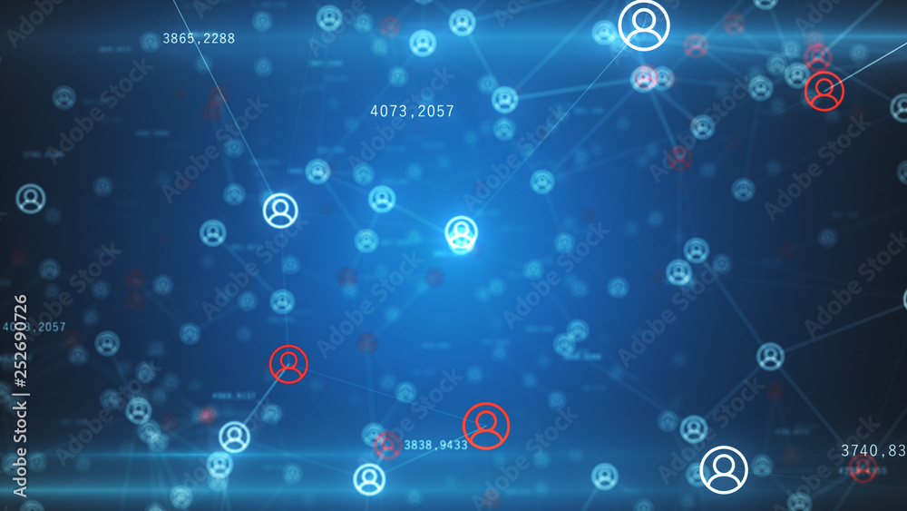 Poster abstract network of physical devices on the internet using a network connection with statistics numb