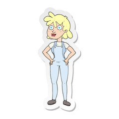 sticker of a cartoon farmer girl