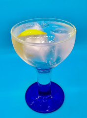 Gin and tonic with a slice of lemon