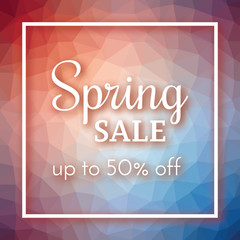 Spring Sale Banner on polygonal background