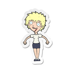 sticker of a cartoon excited woman