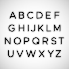 Set of Latin Alphabet Letters with Shadow