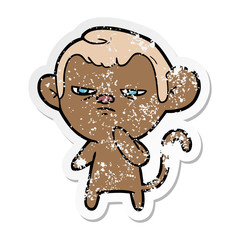 distressed sticker of a cartoon monkey