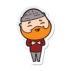 sticker of a cartoon happy bearded man