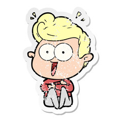 distressed sticker of a cartoon man