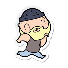 sticker of a cartoon bearded man